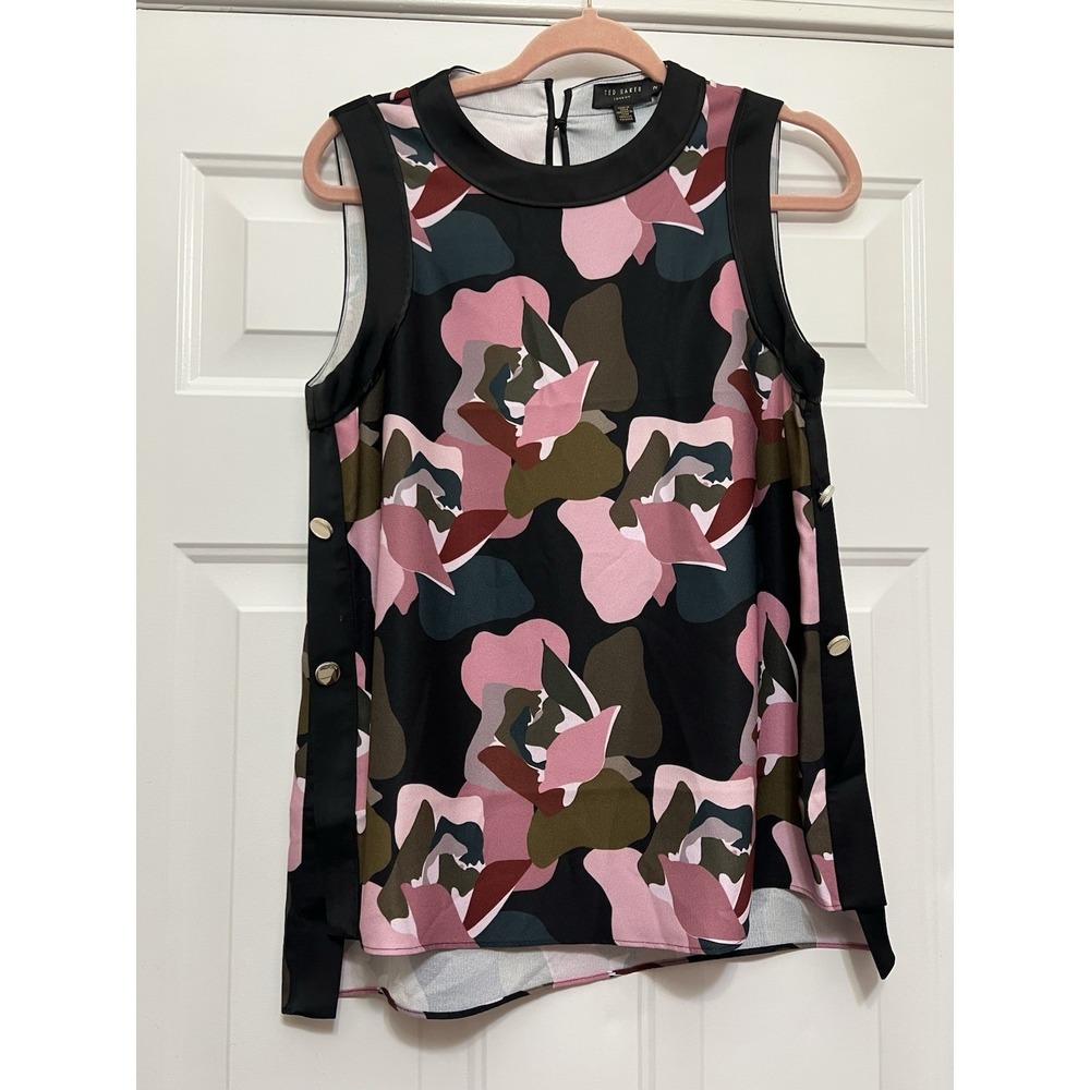 Ted Baker London Maple Swirl Tunic Size 2 Work Office Preppy‎ Resort Wear Blouse